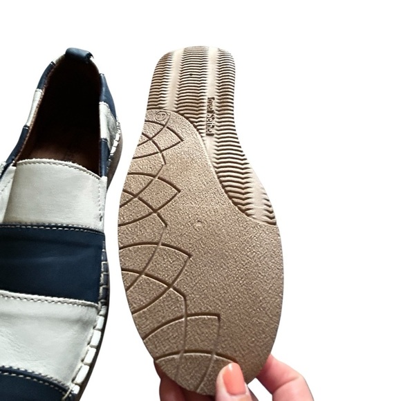 Josef Seibel Sofie Blue and White Espadrille Slip-On Shoes - Picture 5 of 8